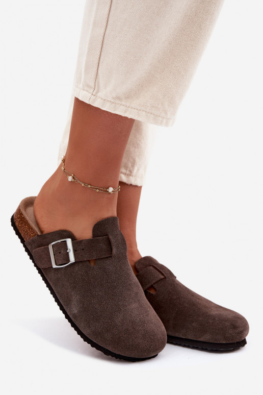 Pantofole da donna ZoccoliAbilitatoturalnego dalla pelle scamosciatau Vinceza 101332 CzekoladoAe