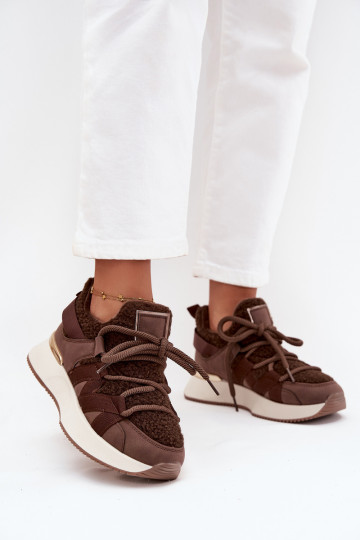 Sneakers donna imbottite con plateau marroni Juvira 2