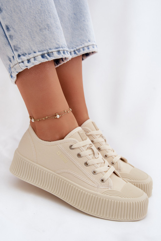 Scarpe per il tempo libero con una piattaforma Big Star TT274271 beige