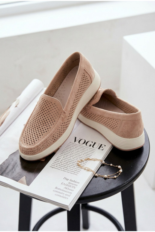 con elementi traforati mocassini da donna Sergio Leone MK097H beige