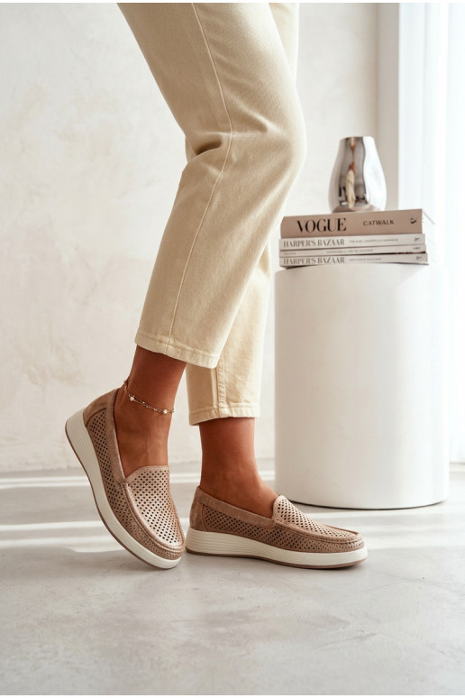 con elementi traforati mocassini da donna Sergio Leone MK097H colore dorato