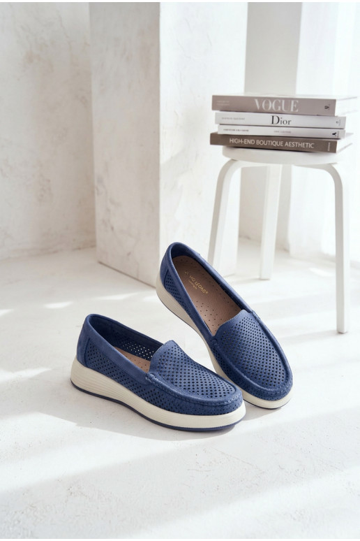 con elementi traforati mocassini da donna Sergio Leone MK097H colore blu