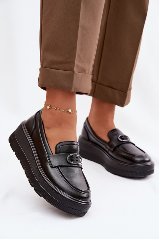 Pelle Mocassini con plateau da donna Vinceza 39974 colore nero