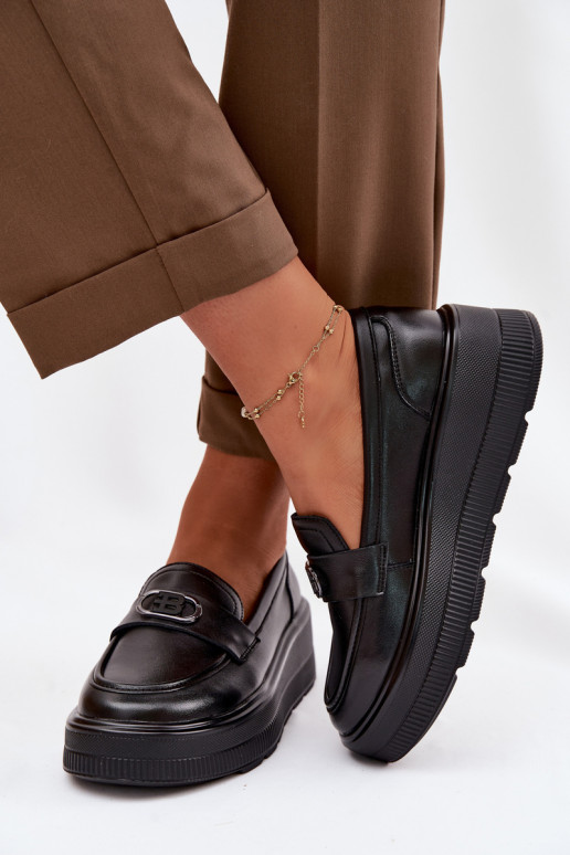 Pelle Mocassini con plateau da donna Vinceza 39974 colore nero