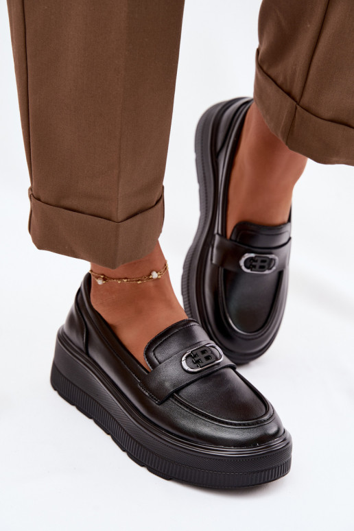 Pelle Mocassini con plateau da donna Vinceza 39974 colore nero