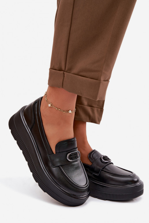 Pelle Mocassini con plateau da donna Vinceza 39974 colore nero