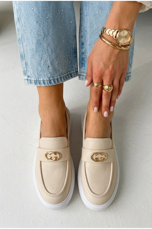 Pelle Mocassini con plateau da donna Vinceza 39974 beige