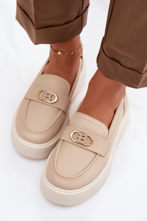 Pelle Mocassini con plateau da donna Vinceza 39974 beige