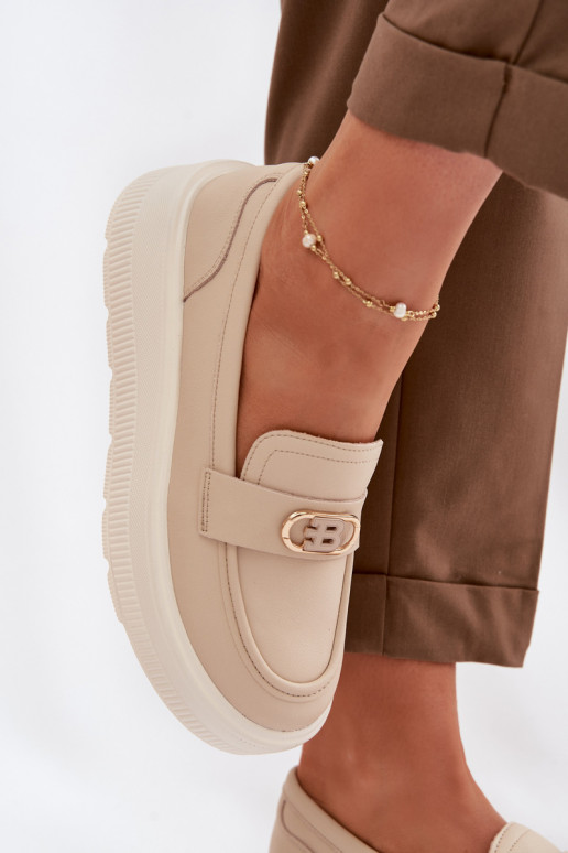 Pelle Mocassini con plateau da donna Vinceza 39974 beige