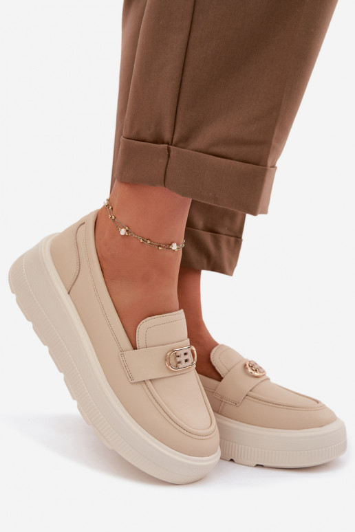 Pelle Mocassini con plateau da donna Vinceza 39974 beige