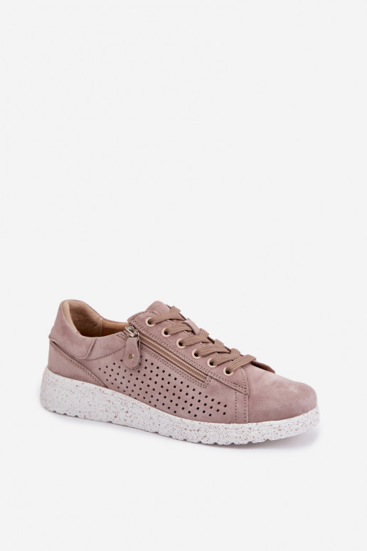 dalla pelle scamosciata scarpe Femminile con cerniere beige Cemela