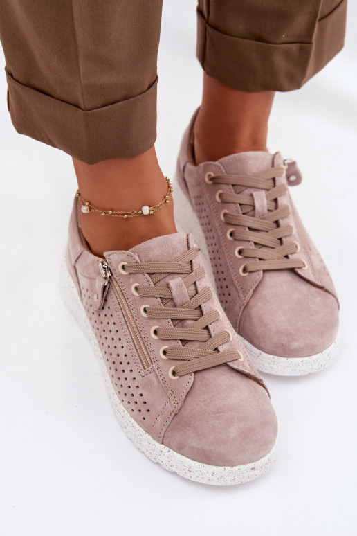 dalla pelle scamosciata scarpe Femminile con cerniere beige Cemela