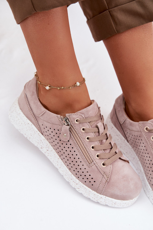 dalla pelle scamosciata scarpe Femminile con cerniere beige Cemela