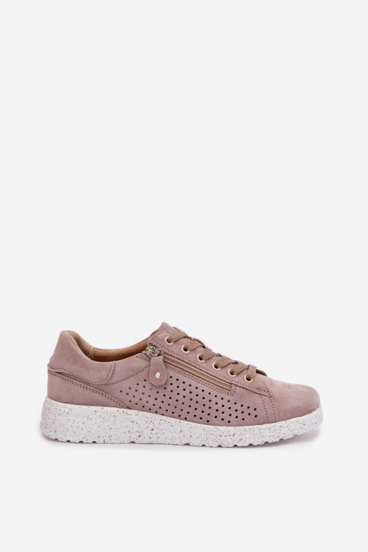 dalla pelle scamosciata scarpe Femminile con cerniere beige Cemela