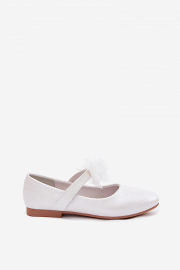 Ballerine per bambini con ornamenti e cinturino Vinceza 13277 color bianco perlato 2