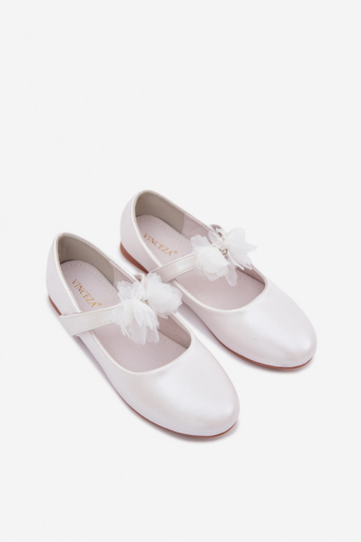 ballerine Infantile con ornamenti A Dopo Vinceza 13277 Colore bianco madreperla