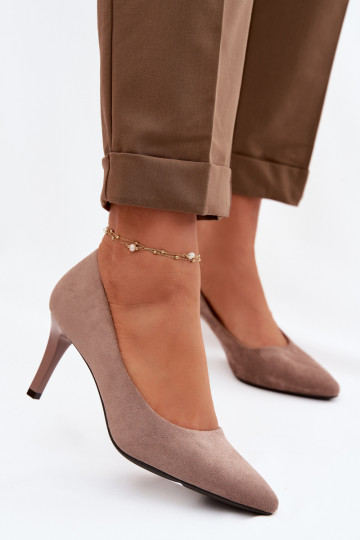 scarpe col tacco alto in ecopelle scamosciataoAe Sergio Leone 1336 colore marrone 2