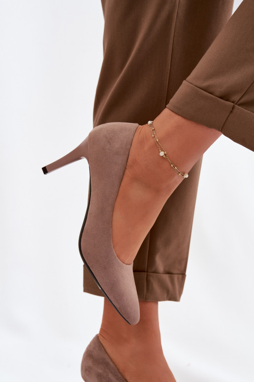 scarpe col tacco alto in ecopelle scamosciataoAe Sergio Leone 1336 colore marrone