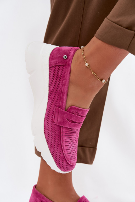 mocassini da donnaAbilitatoturalnego dalla pelle scamosciatau con una piattaforma Vinceza 79626 colore rosa