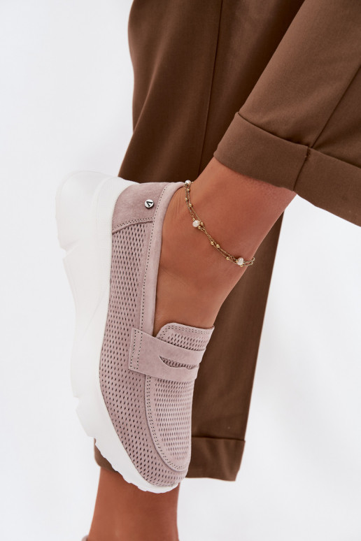 mocassini da donnaAbilitatoturalnego dalla pelle scamosciatau con una piattaforma Vinceza 79626 beige