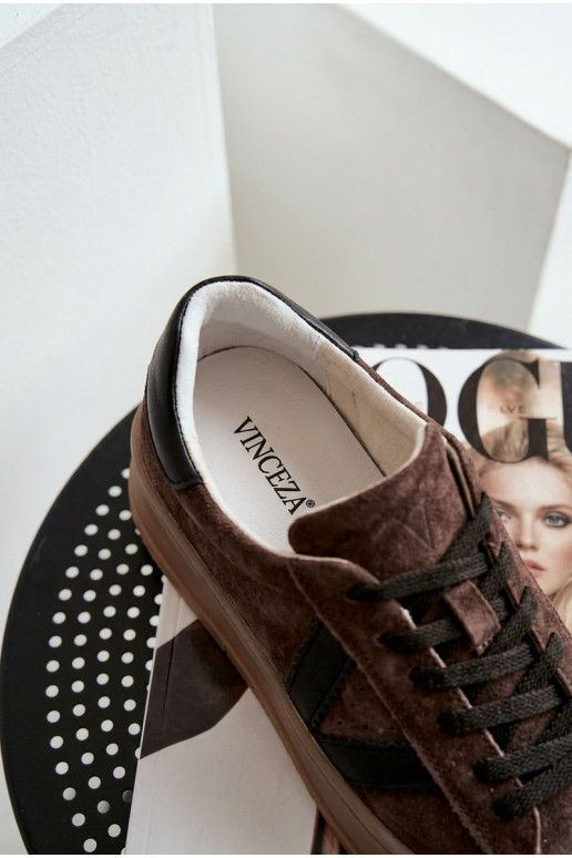 Scarpe modello sneakers FemminileAbilitatoturalnego dalla pelle scamosciatau con una piattaforma Vinceza 79597 colore marrone