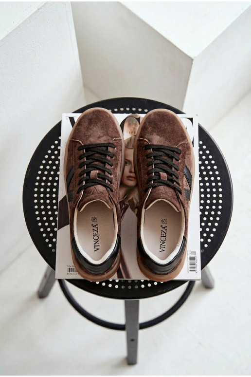 Scarpe modello sneakers FemminileAbilitatoturalnego dalla pelle scamosciatau con una piattaforma Vinceza 79597 colore marrone