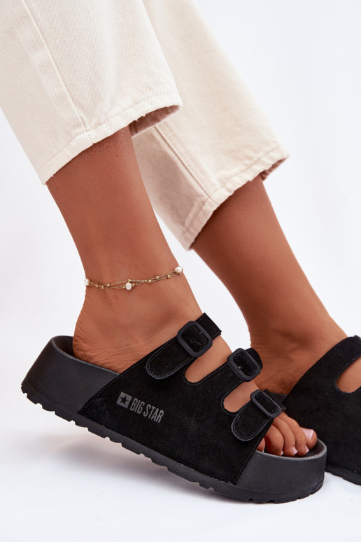 Pantofole da donna con una piattaforma con strisce Big Star TT274531 colore nero