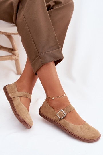 Ballerine in camoscio naturale Zazoo 316 color sabbia