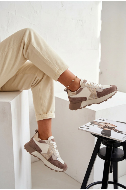 dalla pelle scamosciata Scarpe modello sneakers Femminile Kobbo 66954 beige