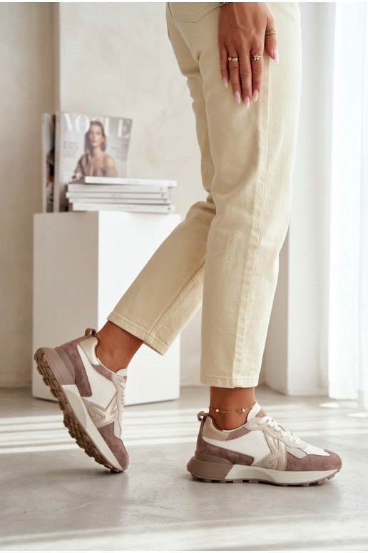 dalla pelle scamosciata Scarpe modello sneakers Femminile Kobbo 66954 beige