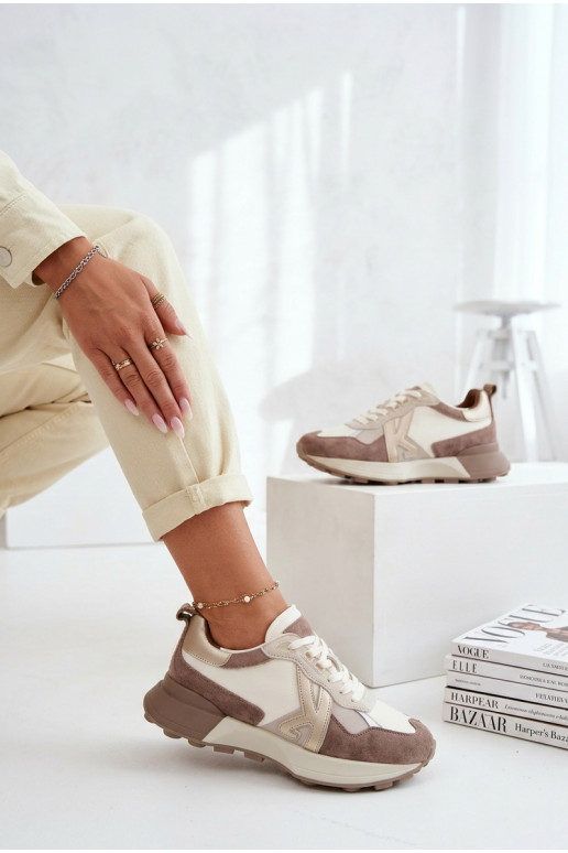 dalla pelle scamosciata Scarpe modello sneakers Femminile Kobbo 66954 beige