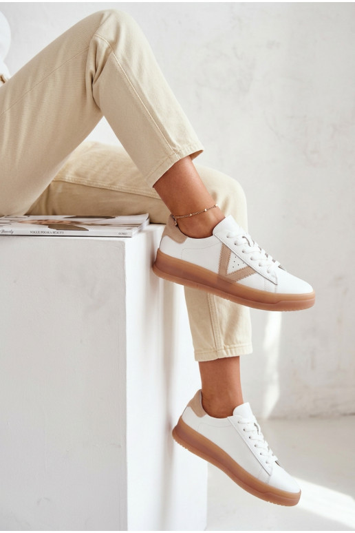 Scarpe modello sneakers FemminileAbilitatoturalnej Skóry con una piattaforma Vinceza 79597 Colore bianco