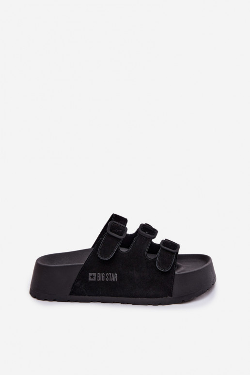 Pantofole da donna con piattaforma e fasce Big Star TT274531 color nero