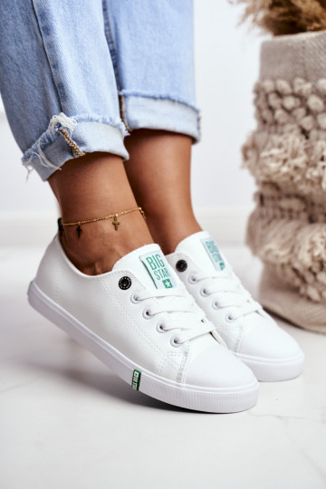 Scarpe sportive in pelle da donna Big Star GG274006 color bianco-verde