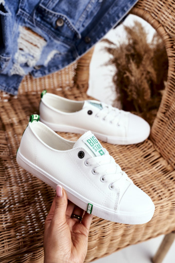 Scarpe sportive in pelle da donna Big Star GG274006 color bianco-verde 2