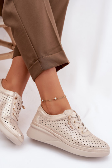 Pelle con elementi traforati scarpe Femminile Vinceza 79603 colore dorato