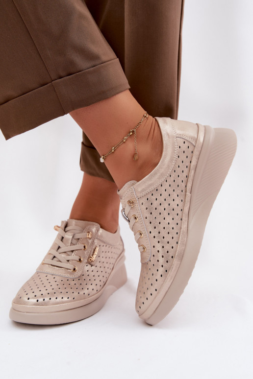 Pelle con elementi traforati scarpe Femminile Vinceza 79603 colore dorato