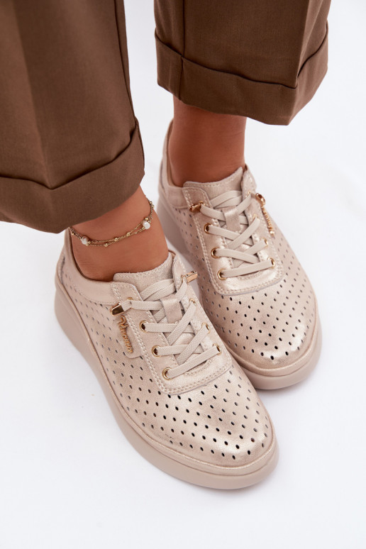 Pelle con elementi traforati scarpe Femminile Vinceza 79603 colore dorato