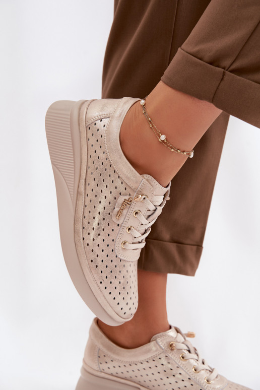 Pelle con elementi traforati scarpe Femminile Vinceza 79603 colore dorato