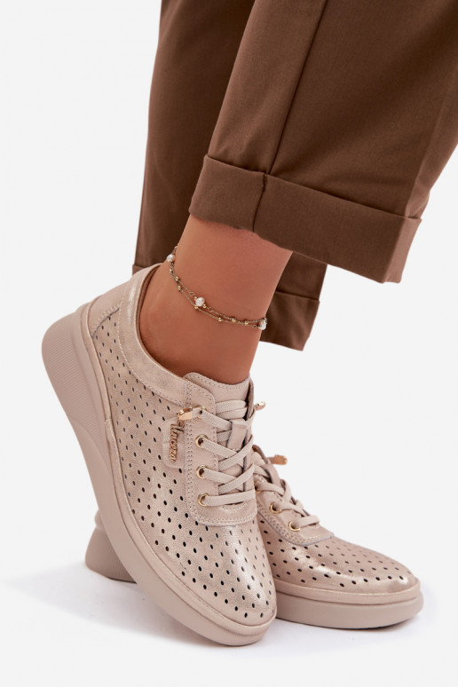 Pelle con elementi traforati scarpe Femminile Vinceza 79603 colore dorato