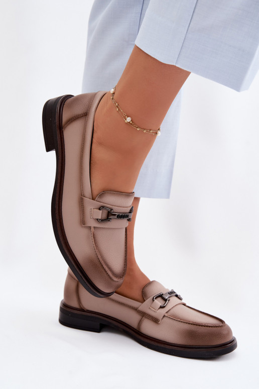 Pelle mocassini da donna Vinceza 39983 beige