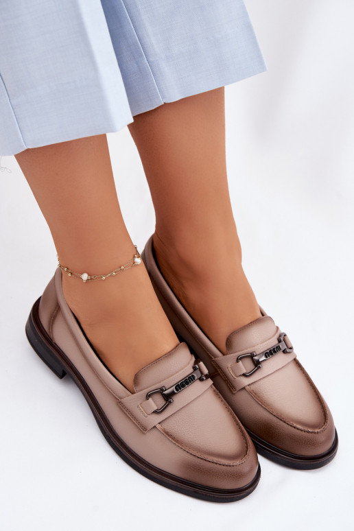 Pelle mocassini da donna Vinceza 39983 beige