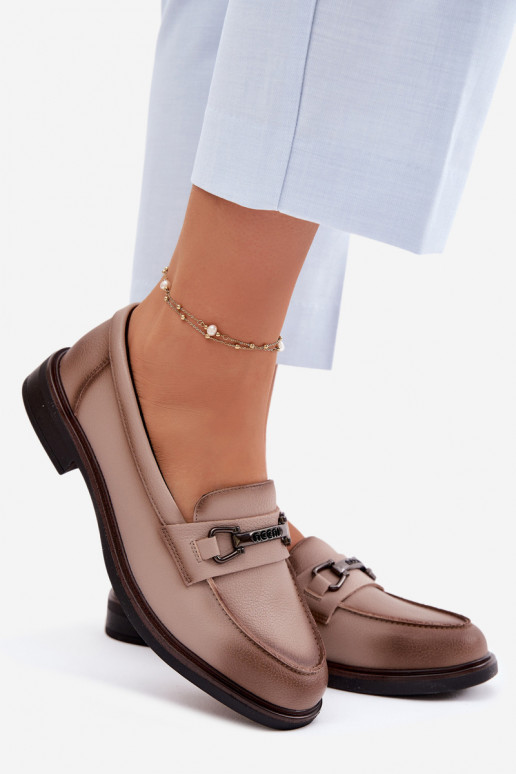 Pelle mocassini da donna Vinceza 39983 beige