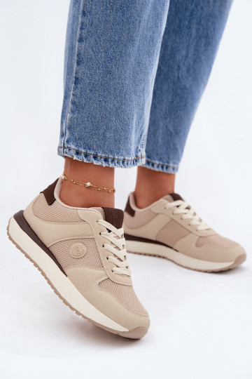 Scarpe sportive da donna con plateau Big Star TT274275 color sabbia 2