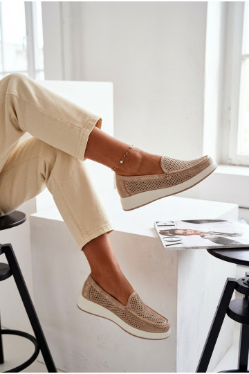 Mocassini da donna con elementi traforati Sergio Leone MK097H color oro 2