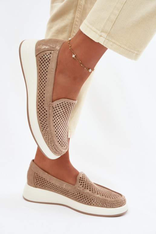 Mocassini da donna con elementi traforati Sergio Leone MK097H color oro