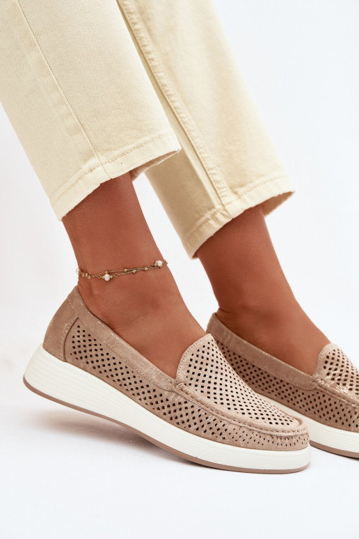 Mocassini da donna con elementi traforati Sergio Leone MK097H color oro