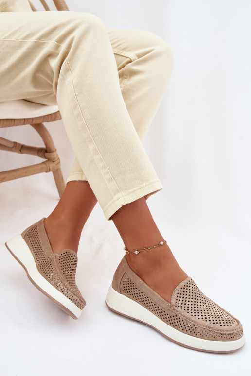 Mocassini da donna con elementi traforati Sergio Leone MK097H color oro