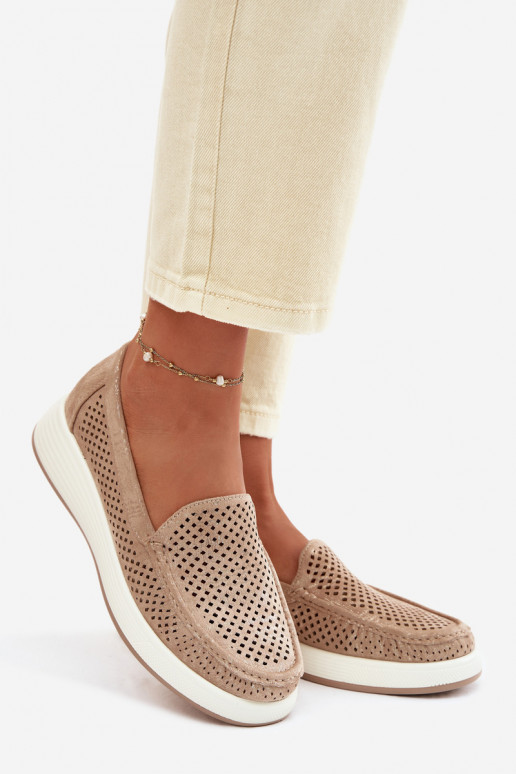 Mocassini da donna con elementi traforati Sergio Leone MK097H color oro