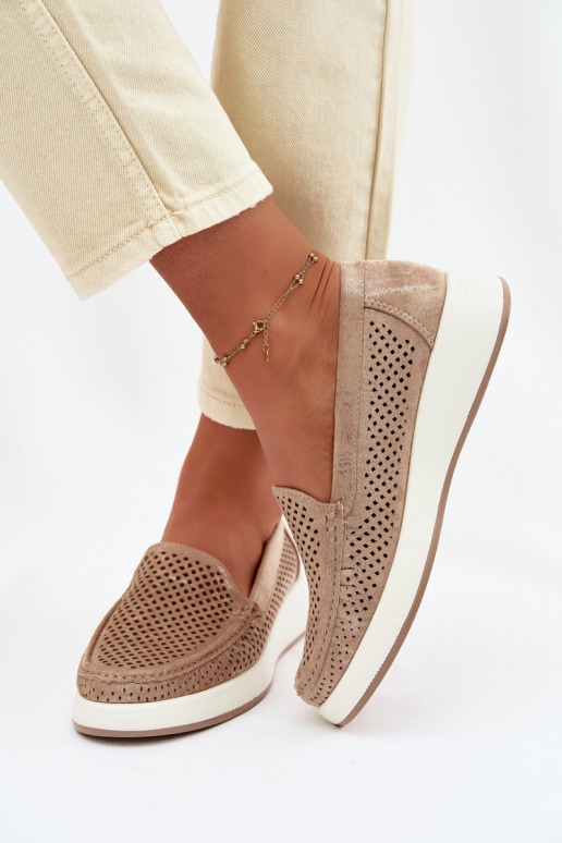 Mocassini da donna con elementi traforati Sergio Leone MK097H color oro